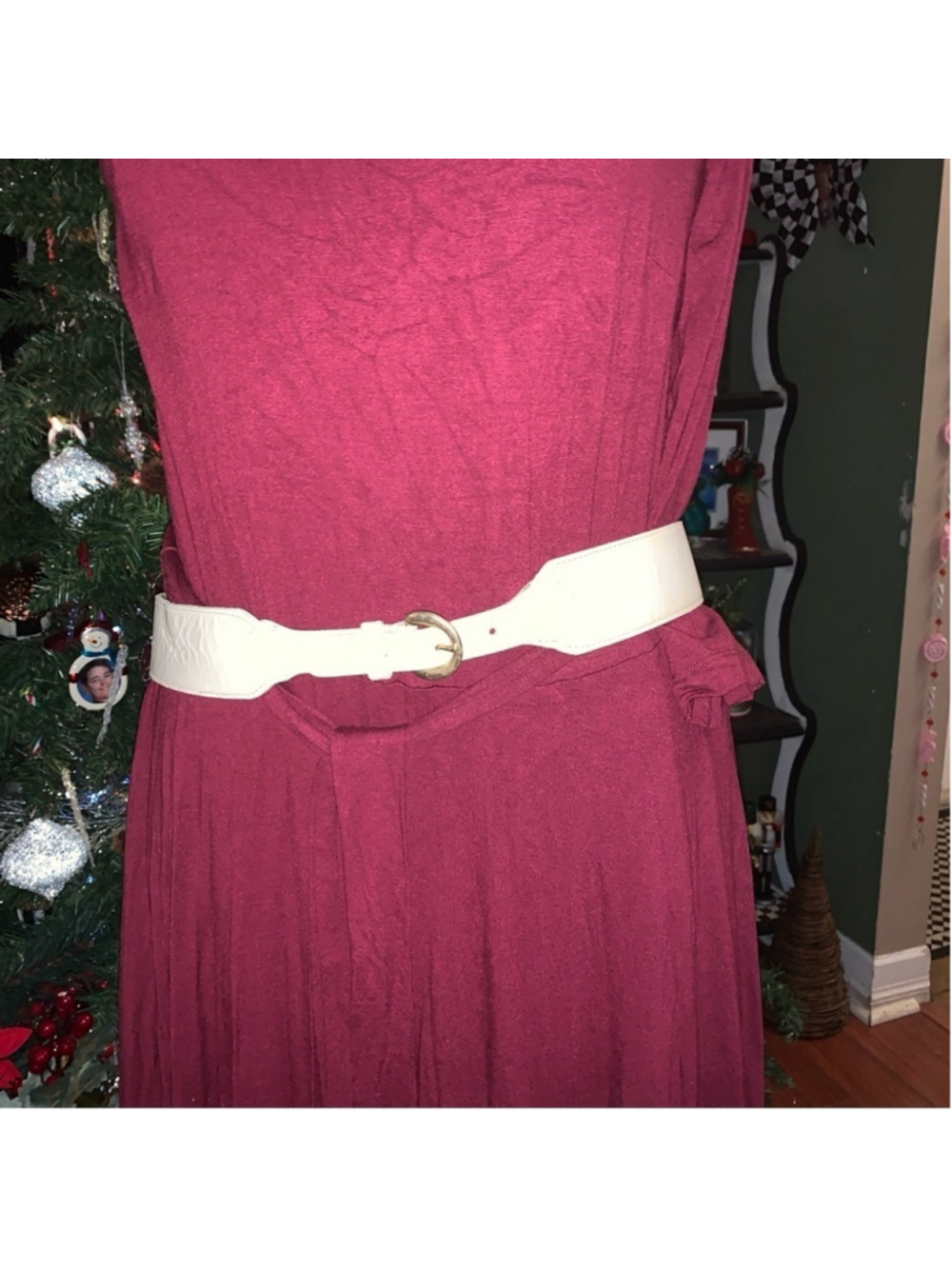 Beige faux leather Caliche belt gold hardware large